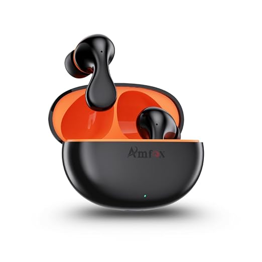 Amfox Sky TWS Earbuds, 42 Hours Play Time, 4 Mic ENC, 10 MM Copper Ring Speakers, 350 mAh Battery with IC Protection, 5.4v Bluetooth, 20Hz to 20 KHz Frequency Response, IP65 Protection