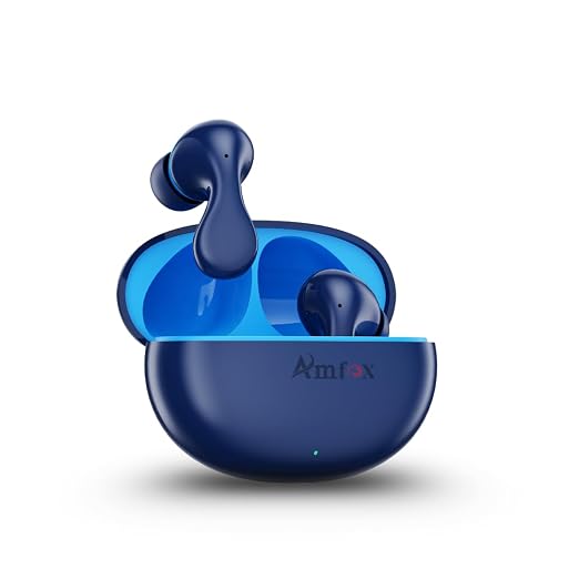 Amfox Sky TWS Earbuds, 42 Hours Play Time, 4 Mic ENC, 10 MM Copper Ring Speakers, 350 mAh Battery with IC Protection, 5.4v Bluetooth, 20Hz to 20 KHz Frequency Response, IP65 Protection