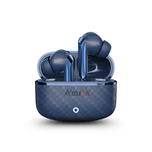 Amfox Rhytm TWS Earbuds, 35 Hours Play Time, Silicon Mic, 10 MM Copper Ring Speakers, 300 mAh Battery with IC Protection, 5.4v Bluetooth, 20Hz to 20 KHz Frequency Response, IP65 Protection
