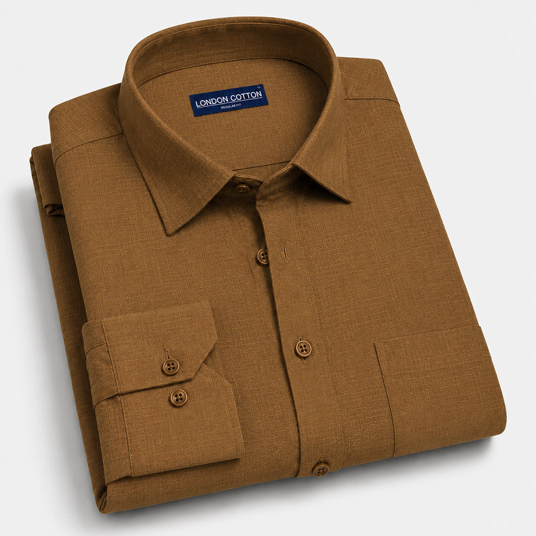 Mehendi Textured Linen Shirt For Men