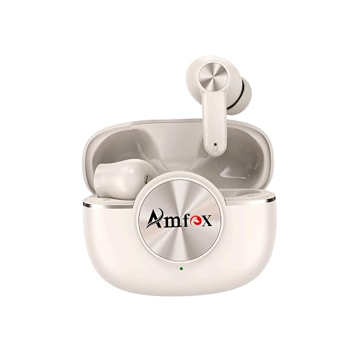 Amfox Lima TWS Earbuds, 42 Hours Play Time, 4 Mic ENC, 10 MM Copper Ring Speakers, 350 mAh Battery with IC Protection, 5.4v Bluetooth, 20Hz to 20 KHz Frequency Response, IP65 Protection