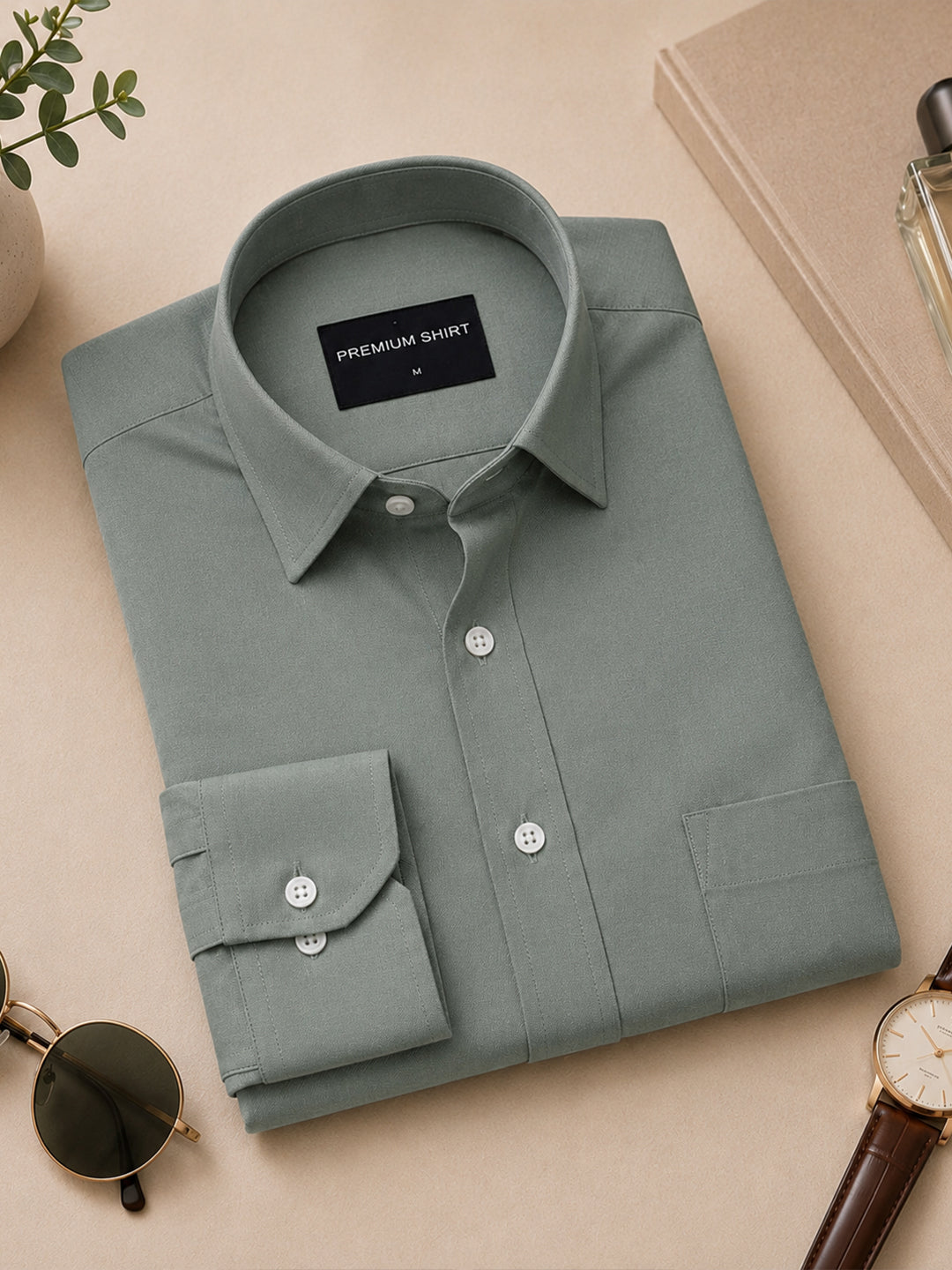 Pack of 2 Olive & Maroon Formal Oxford Cotton Shirt For Men