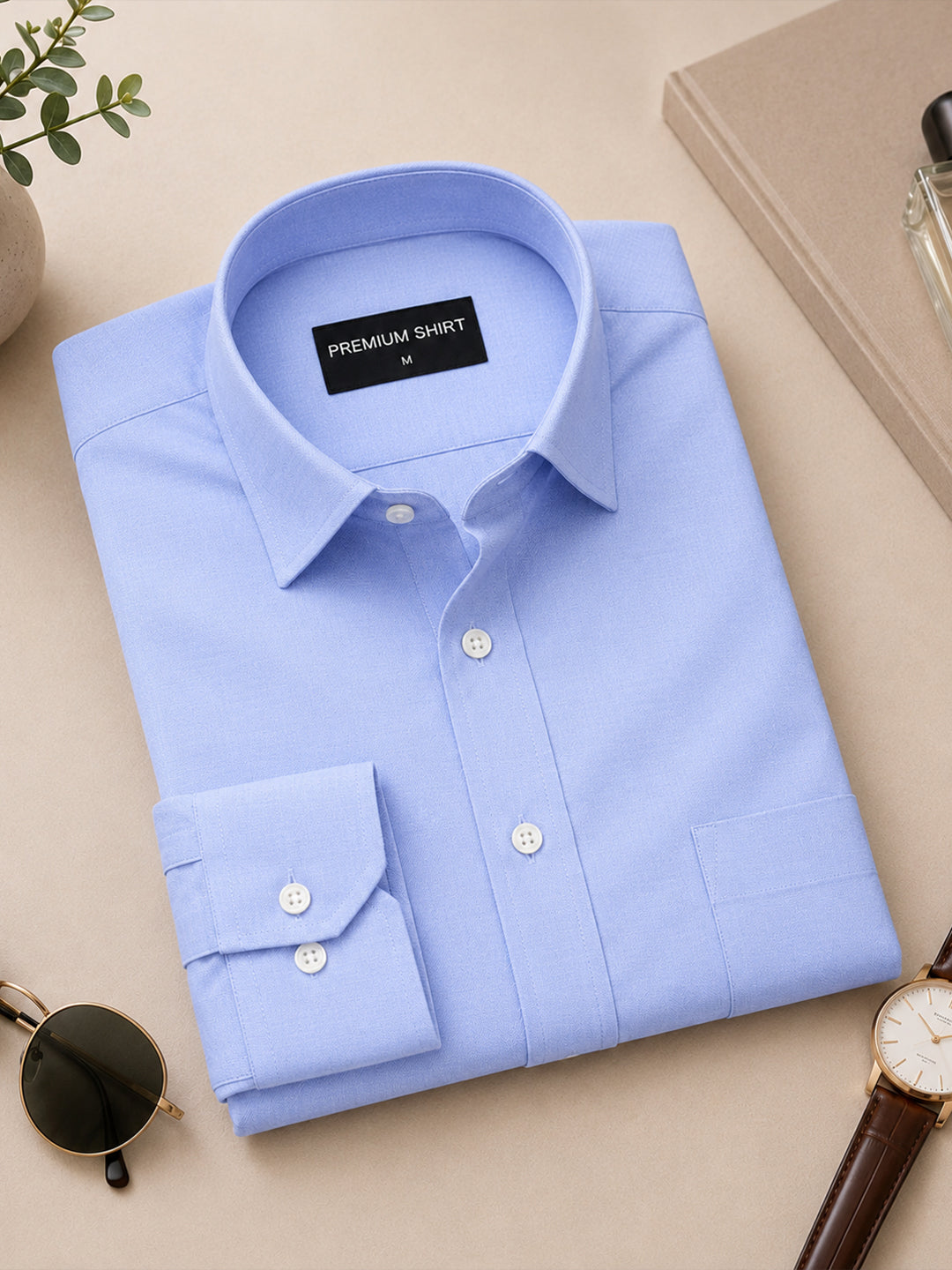 Pack of 2 Denim Blue & Lime Green Formal Oxford Cotton Shirt For Men