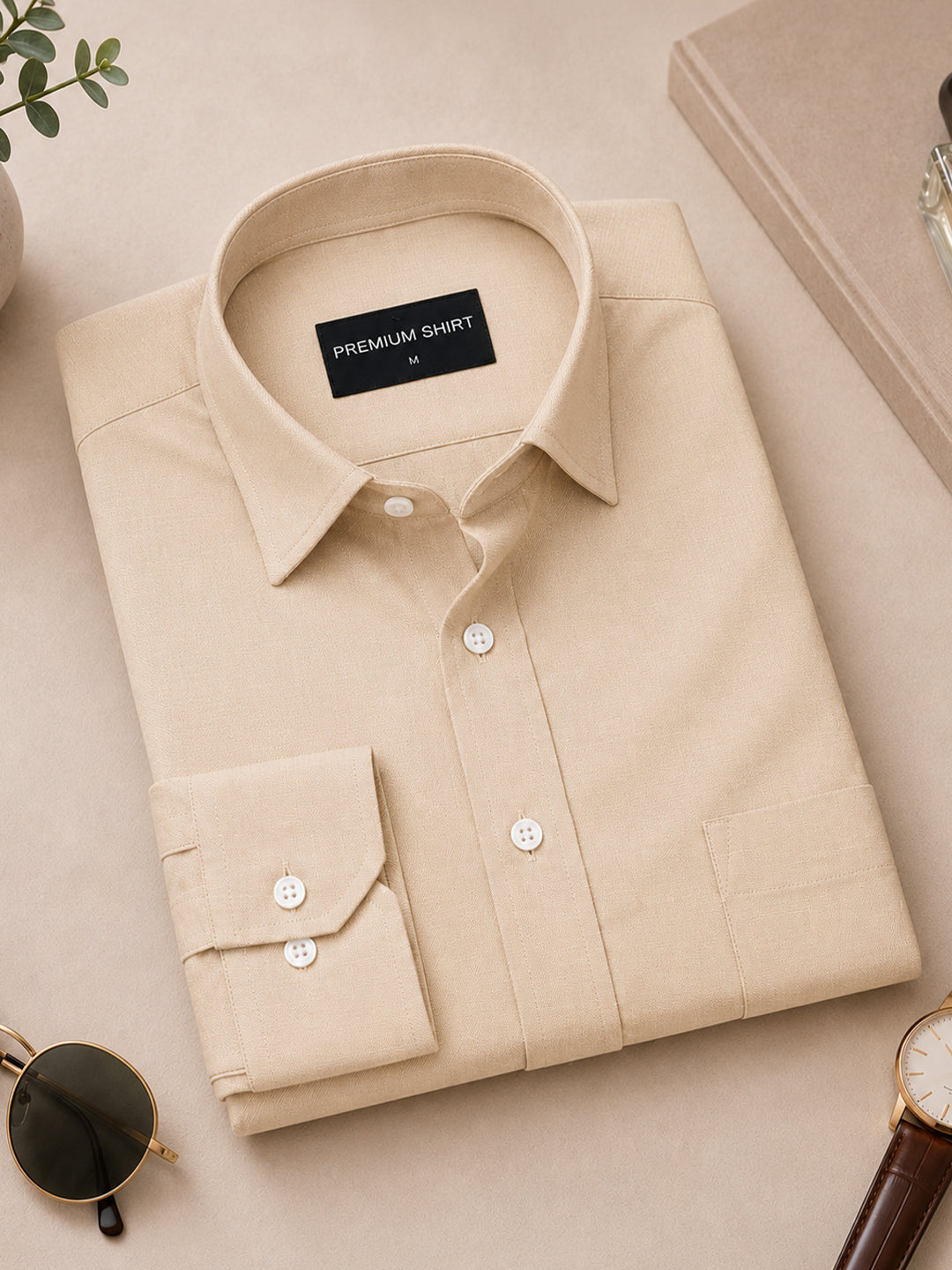 Pack of 2 Cream & Peach Formal Oxford Cotton Shirt For Men