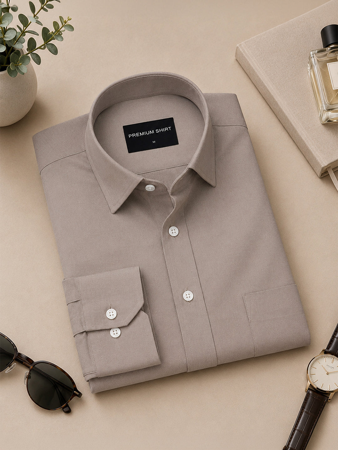 Pack of 2 Brown & Cream Formal Oxford Cotton Shirt For Men