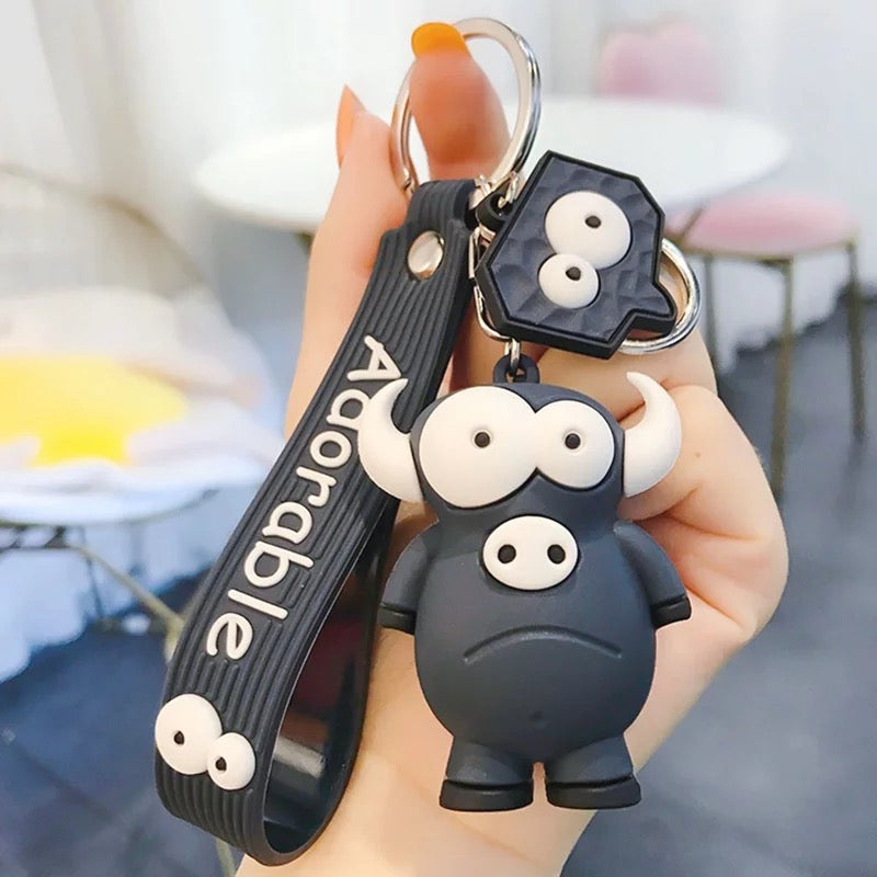 Adorable Elephant and Bull 3D Keychain