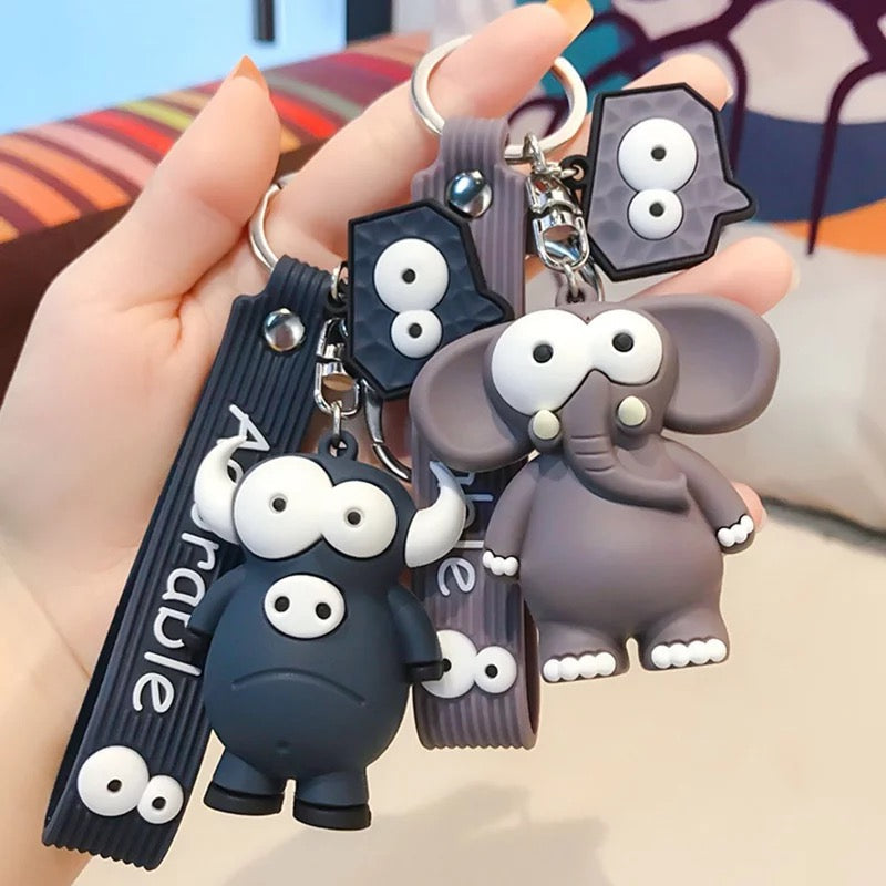 Adorable Elephant and Bull 3D Keychain