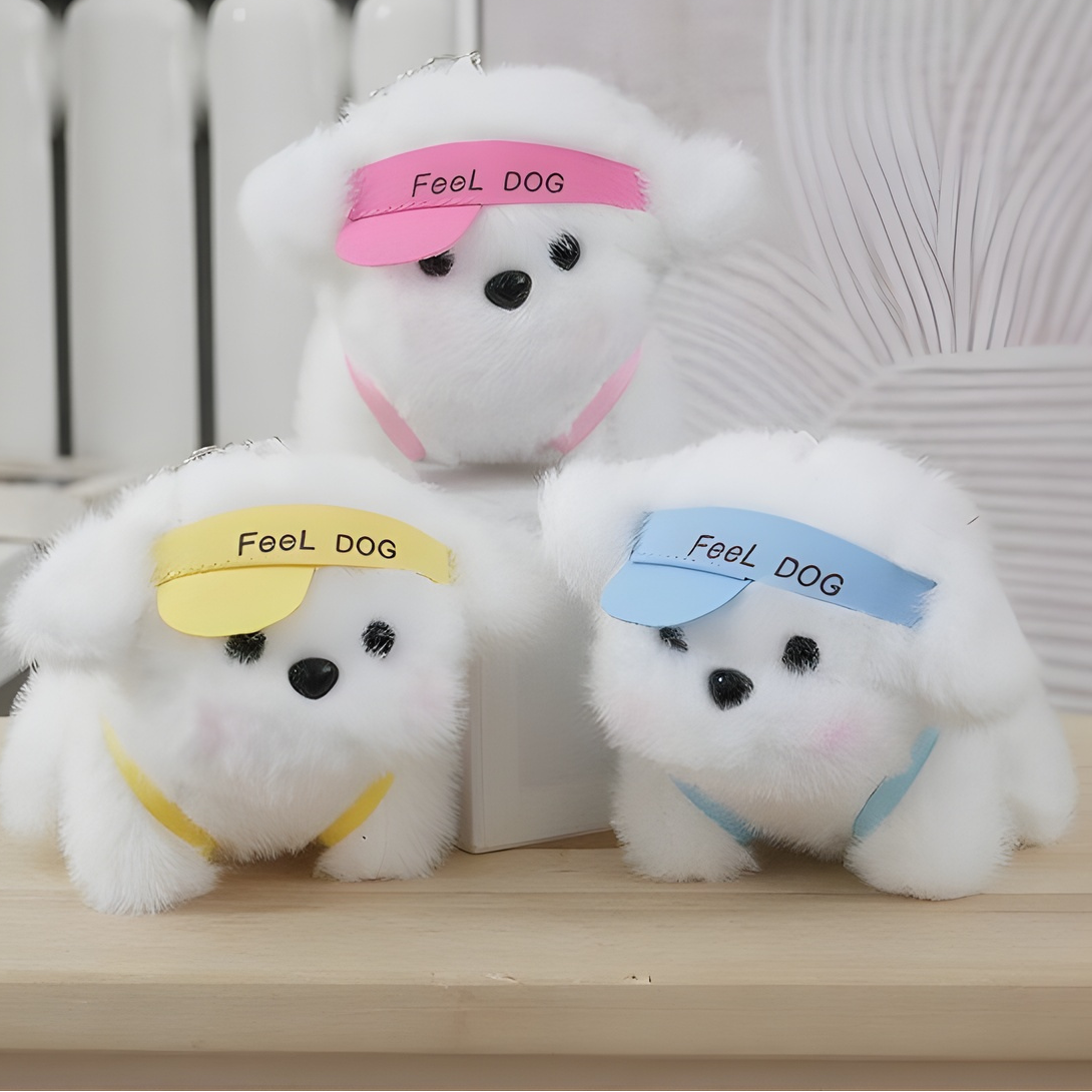 Adorable Puppy Plush Keychain