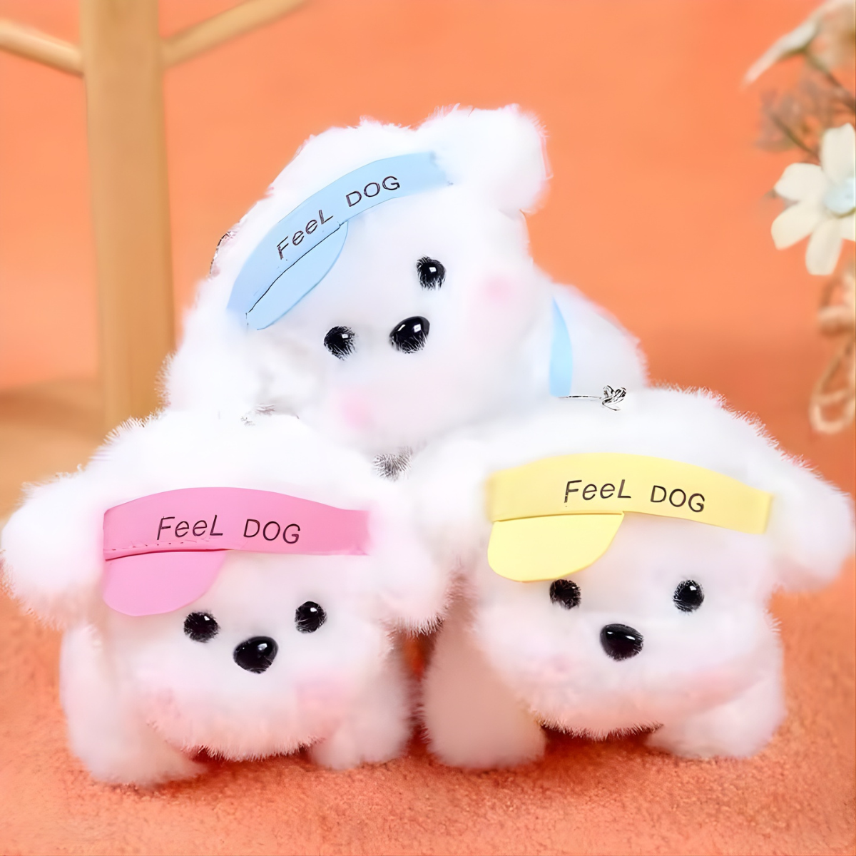 Adorable Puppy Plush Keychain