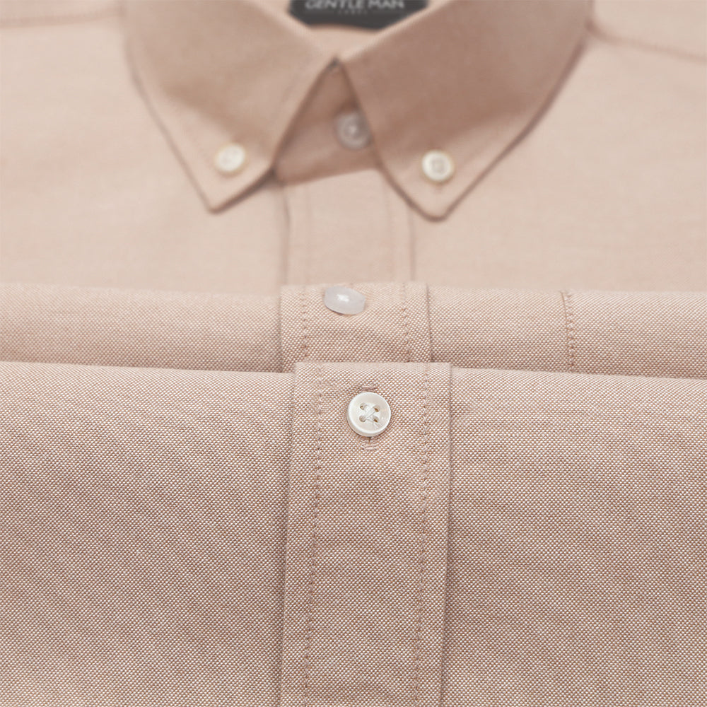 Oxford Cotton Beige Shirt For Men