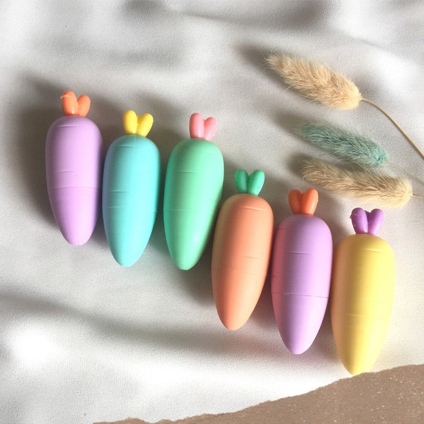 Carrot Shaped Pastel Highlighters - Set of 6