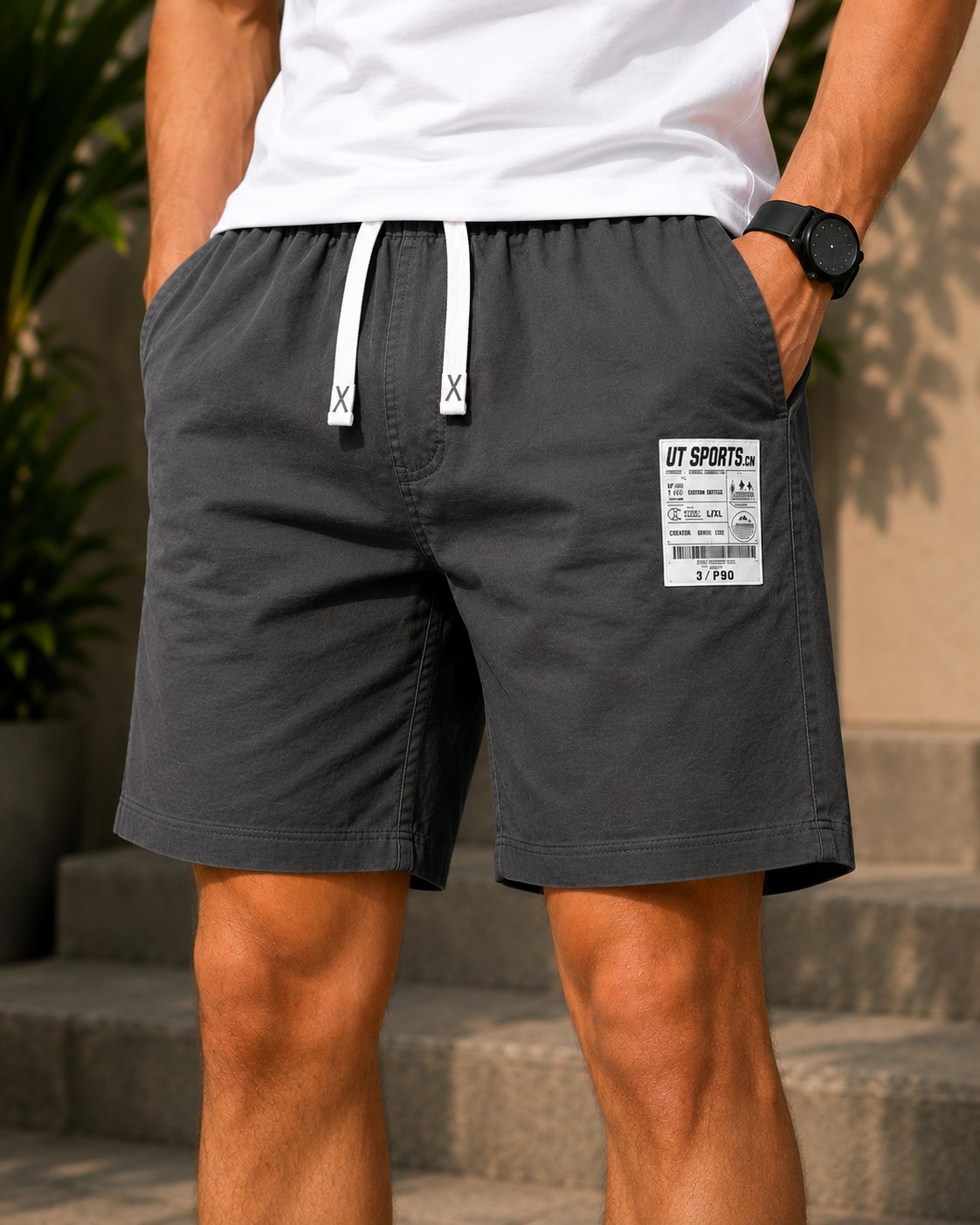 Men's Cotton Casual Shorts | Elastic Waist with Drawstring | Regular Fit | Soft Breathable Summer Shorts with Side Pockets