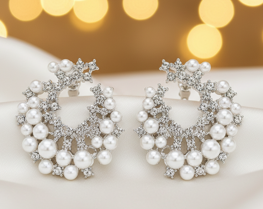 Vintage-Inspired Pearl Circle Earrings | Elegant Occasion Wear