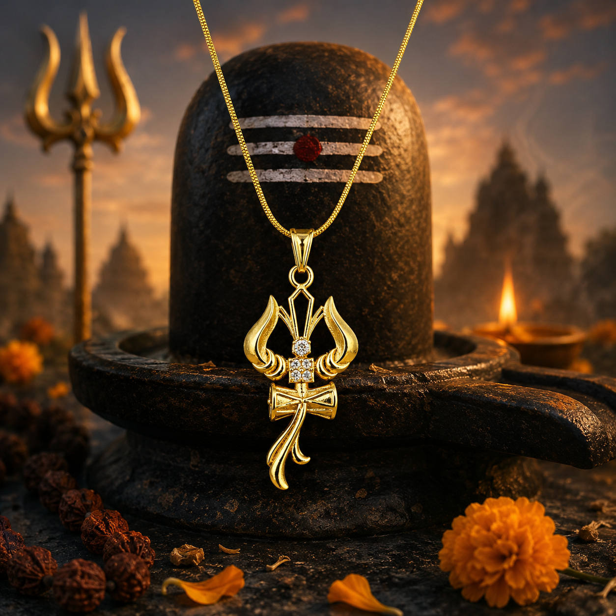 Mahadev Trishul  Pendant with Premium Chain | Spiritual Shiv Trishul Necklace for Men & Women | Lucky & Devotional Daily Wear