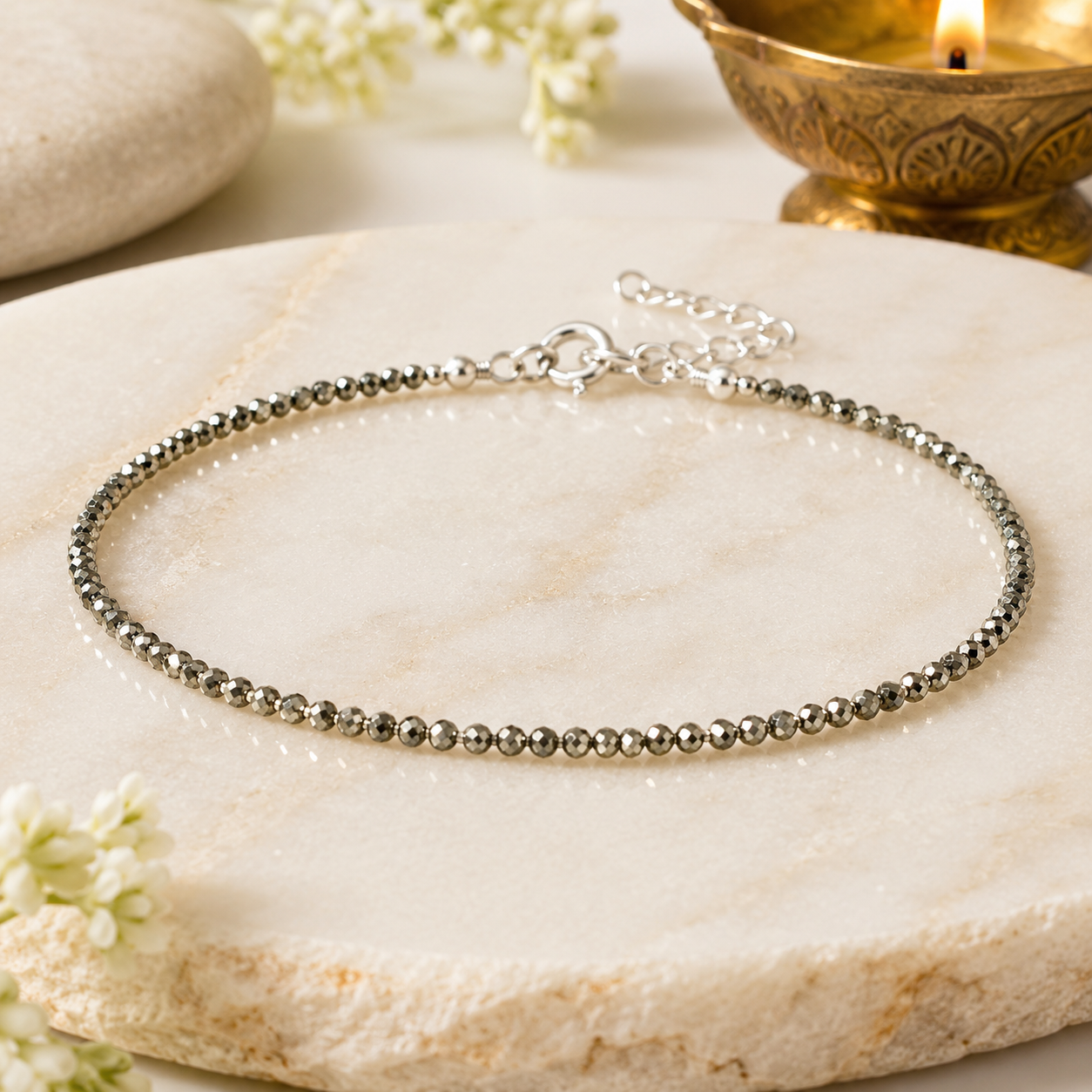 Pyrite Crystal Anklet for Women | Natural Healing Stone Payal | Adjustable Lucky Anklet for Wealth, Protection & Positive Energy | Spiritual Crystal Jewellery