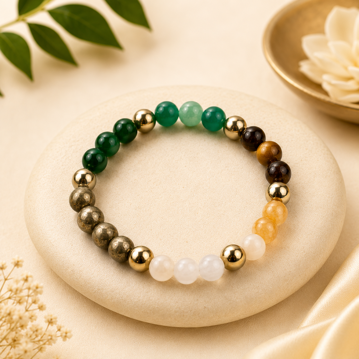 Prosperity Crystal Bracelet | Natural Healing Stone Bracelet for Wealth, Prosperity, Positive Energy & Good Luck | Unisex Stretch Bracelet