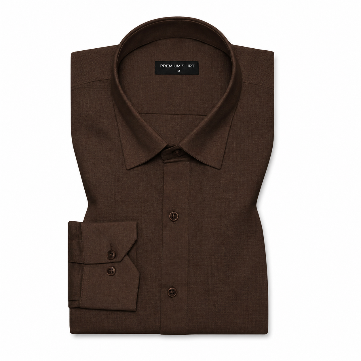 Brown Textured Linen Shirt For Men