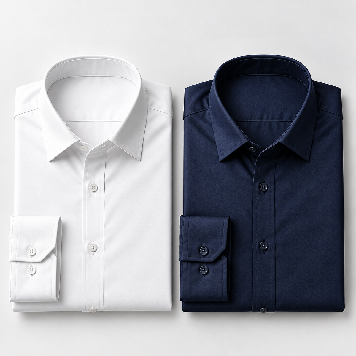 ZAVREN Noir Satin Shirt - Pack of 2 (White + Navy Blue)