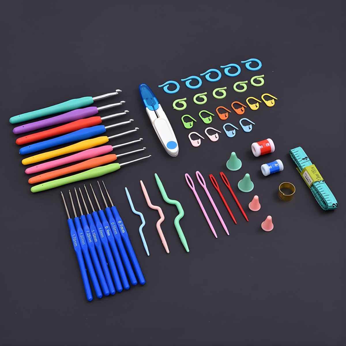 Collection of colorful Crochet Hooks and Related Tools - Tinyminymo