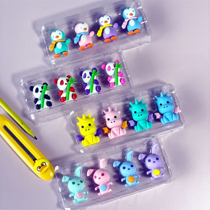 Cute Animal Erasers - Set of 4