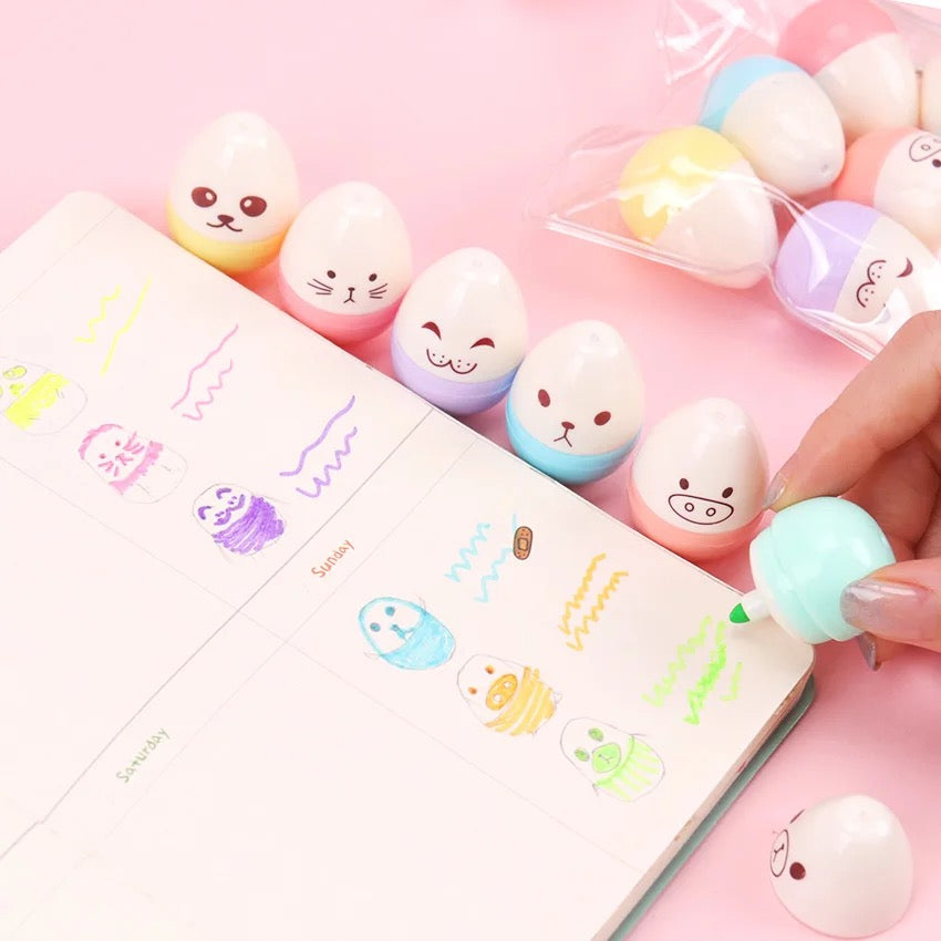 Cute Egg Highlighters - Set Of 6