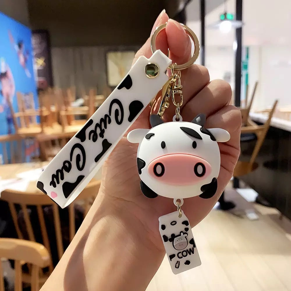 3D Cute Cow Keychain