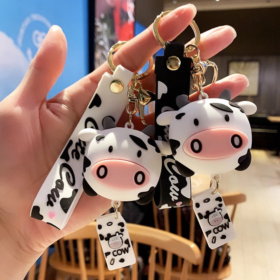 3D Cute Cow Keychain