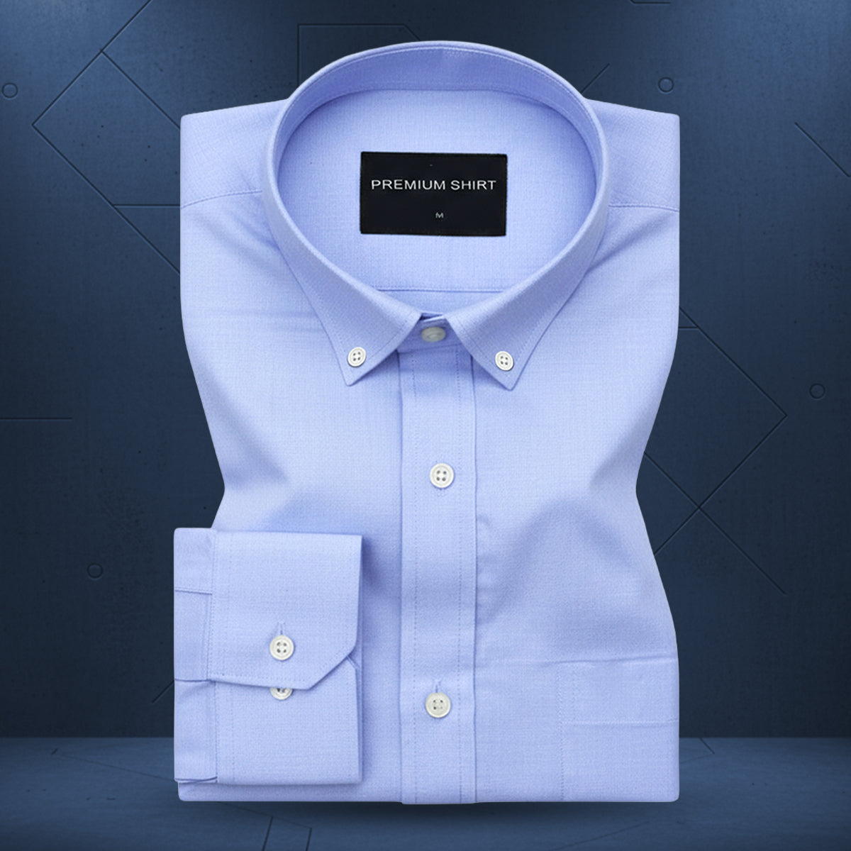 Oxford Cotton Denim Blue Shirt For Men