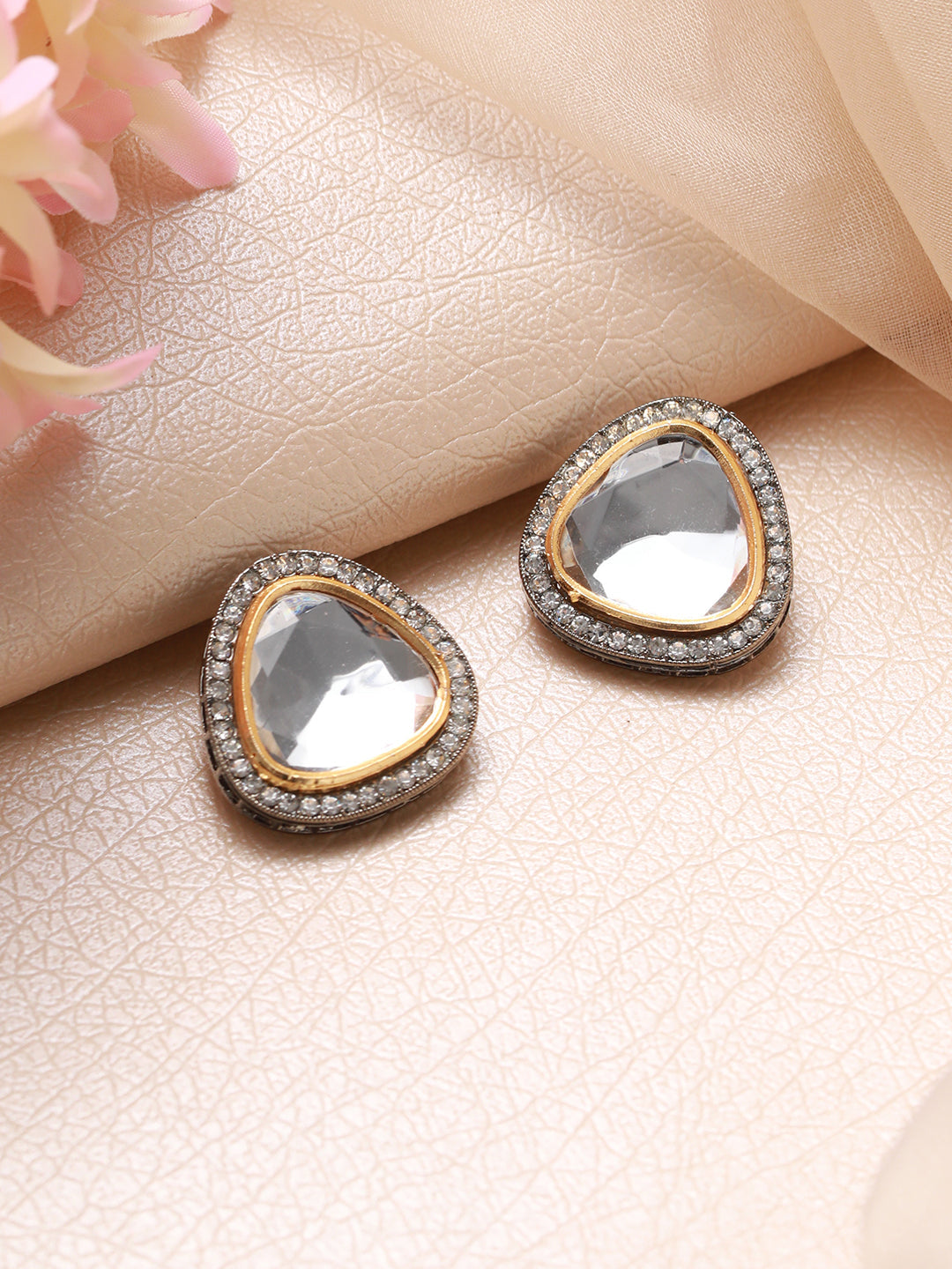 Rose-Gold Plated AD Stone Studded Stud Earrings - Jazzandsizzle