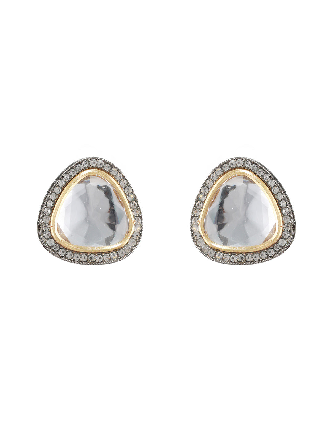 Rose-Gold Plated AD Stone Studded Stud Earrings - Jazzandsizzle