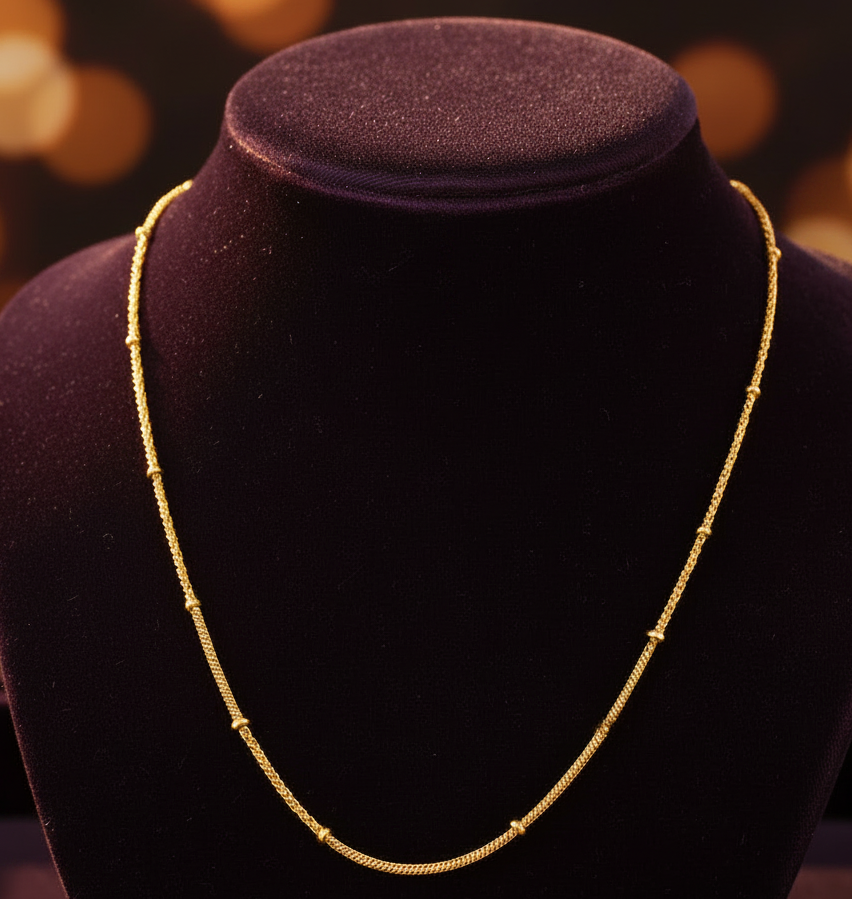 Micro Gold Plated Snake Chain Necklaces Bead Accents Fashion Chains