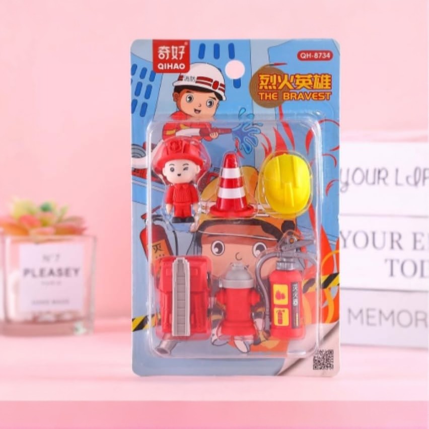 Fire Fighter Eraser Set