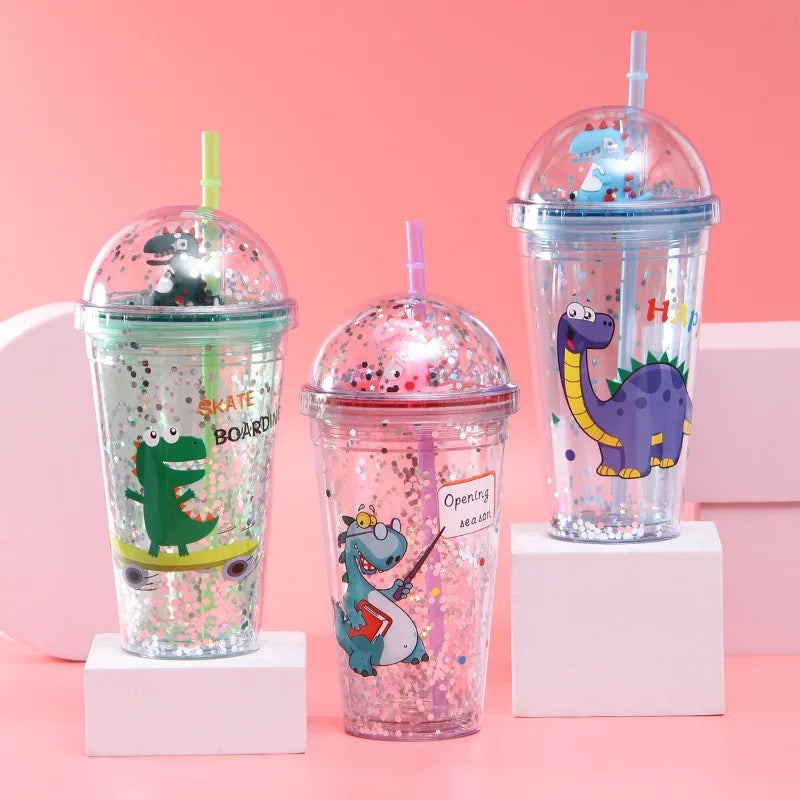 Glitter Dinosaur Sipper