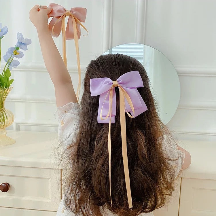 Solid Color Satin Bow Clip