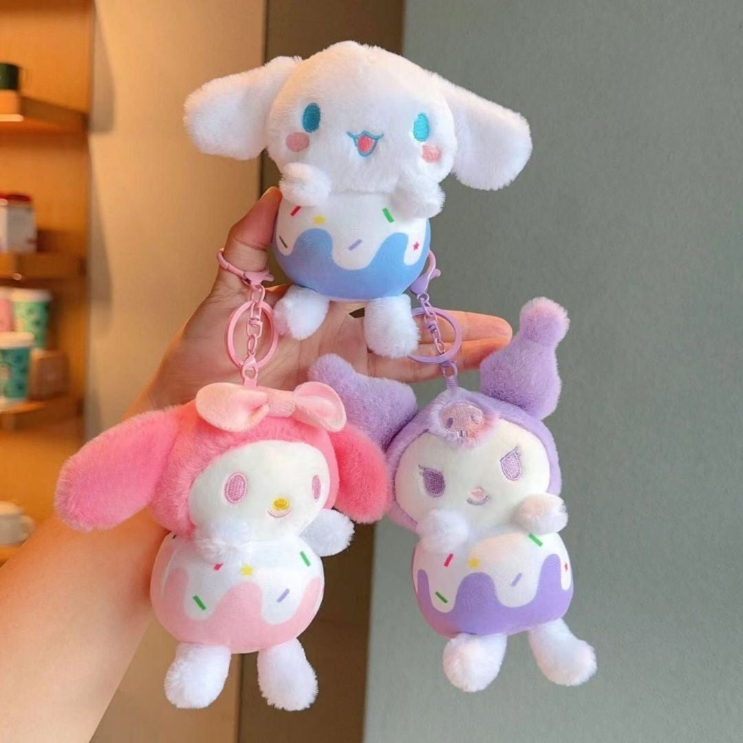 Happy Cinnamoroll Plush Keychain