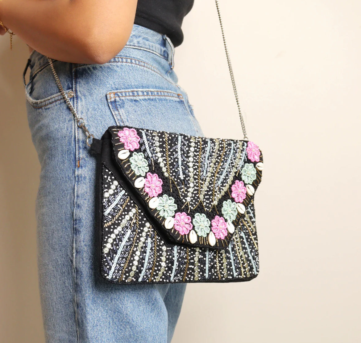 Beade Boho Hand Embroidered Ethnic Sling Bag for Women