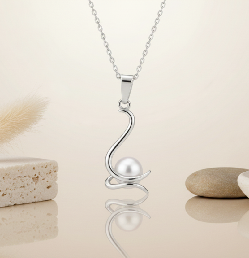 Jazz And Sizzle Elegant Swan Pendant Silver Plated Necklace