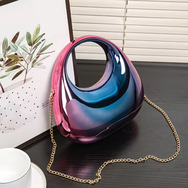 Multi Color Moon Acrylic Clutch with detachable Sling