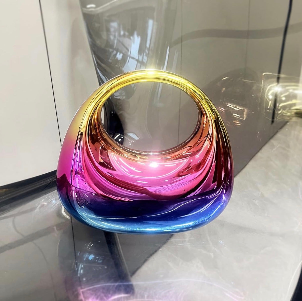 Multi Color Moon Acrylic Clutch with detachable Sling