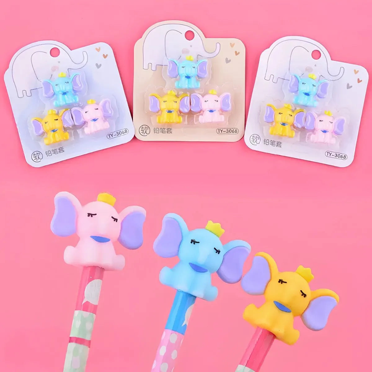 Kawaii Animal Pencil Caps - Set Of 3