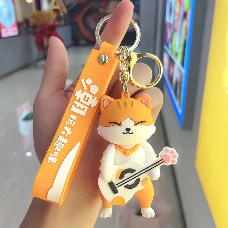 Kawaii Kitty with Guitar 3D Keychain - Tinyminymo