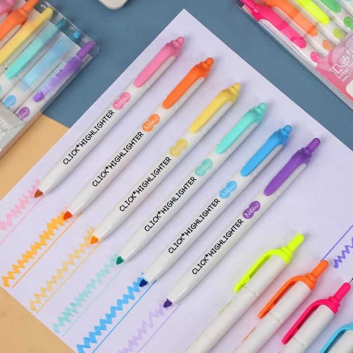 Pastel Click Highlighters - Set of 6