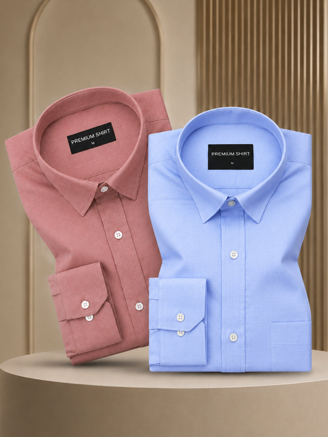 Pack of 2 Maroon & Denim Blue Formal Oxford Cotton Shirt For Men