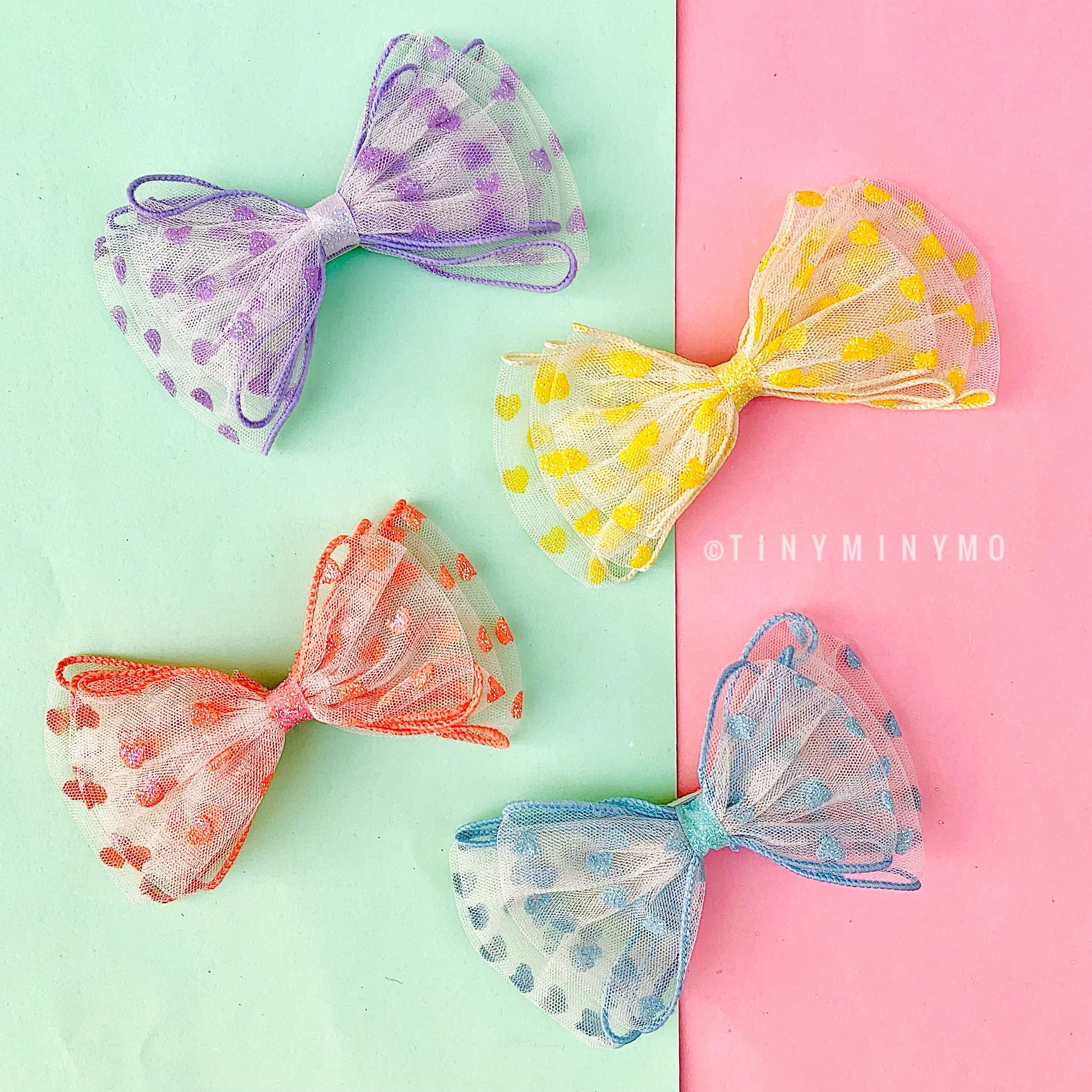 Mesh and Glitter Bow Clip