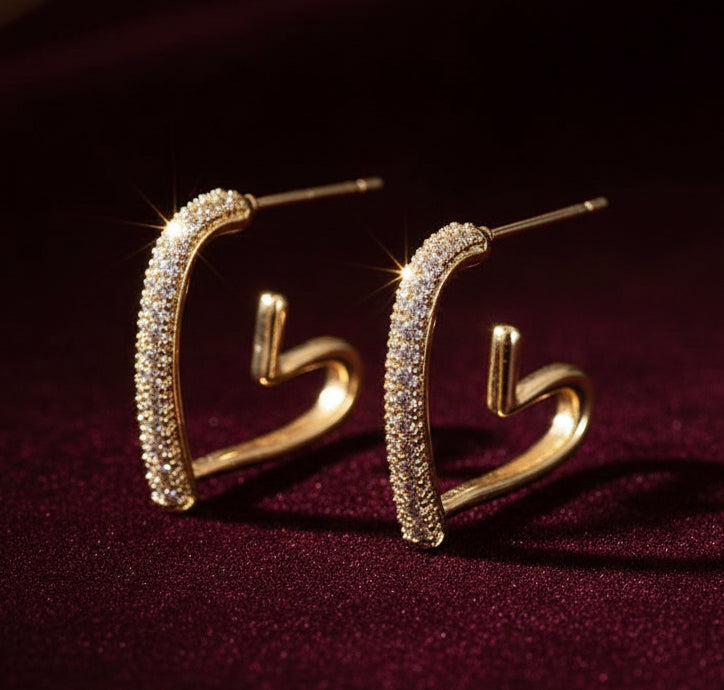 Heart -Broken Gen-Z style Gold Plated Crystal Drop Earrings for Girls/Women