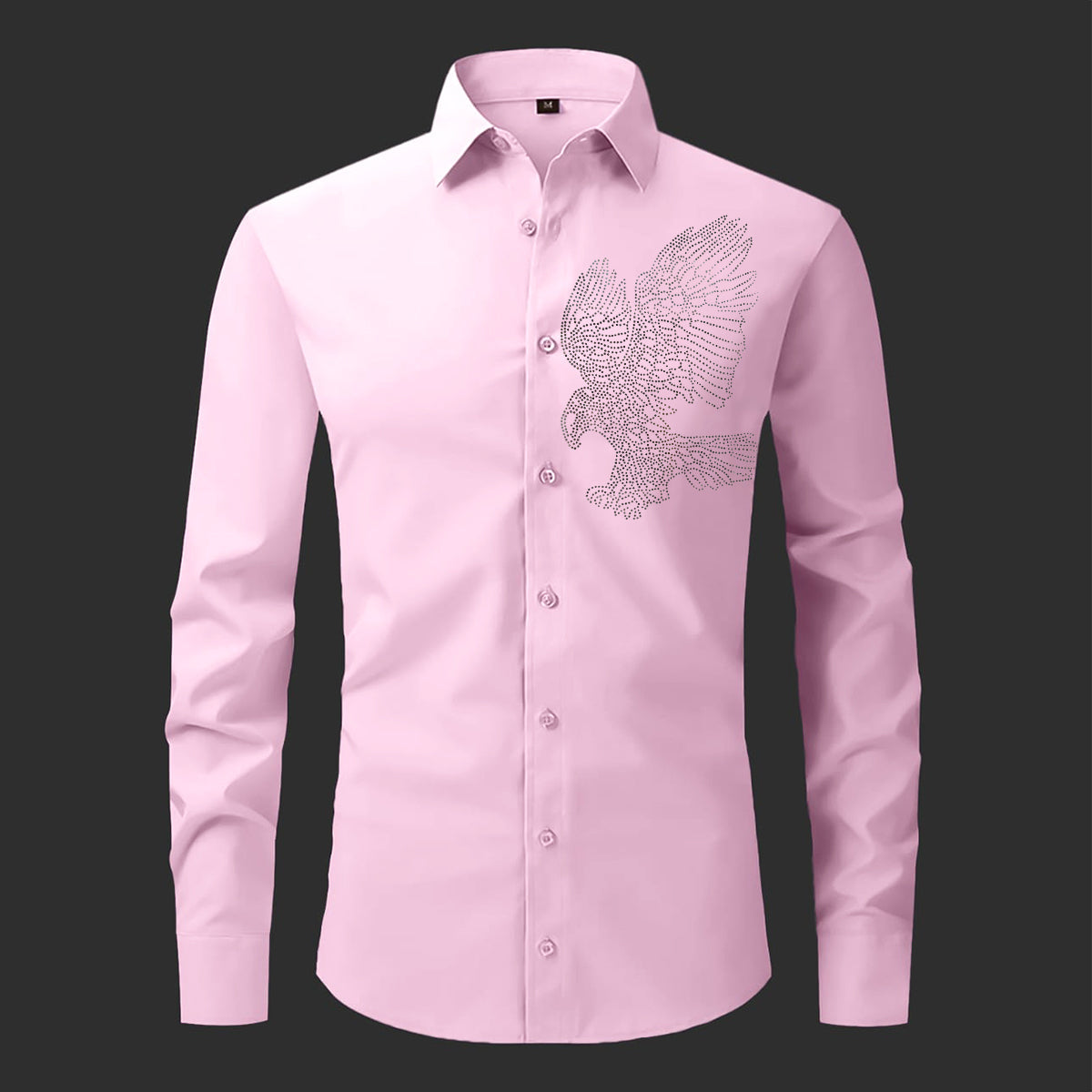 Pink shirt with eagle embroidery on a white background