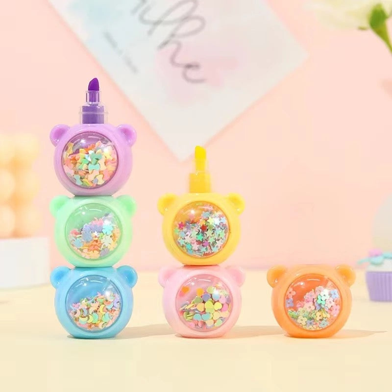 Stackable Confetti Filled Bear Highlighters