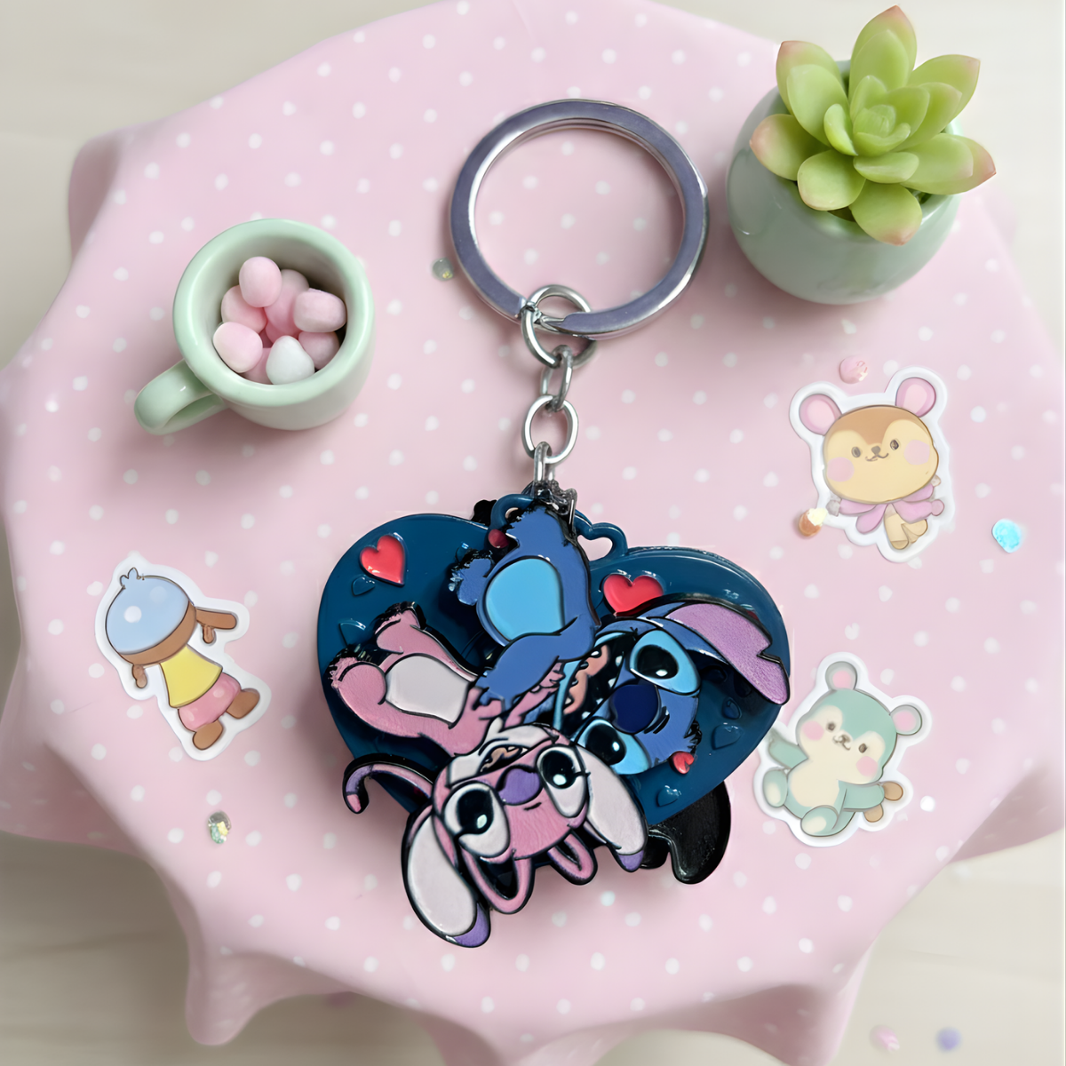 Stitch Metal Keychain