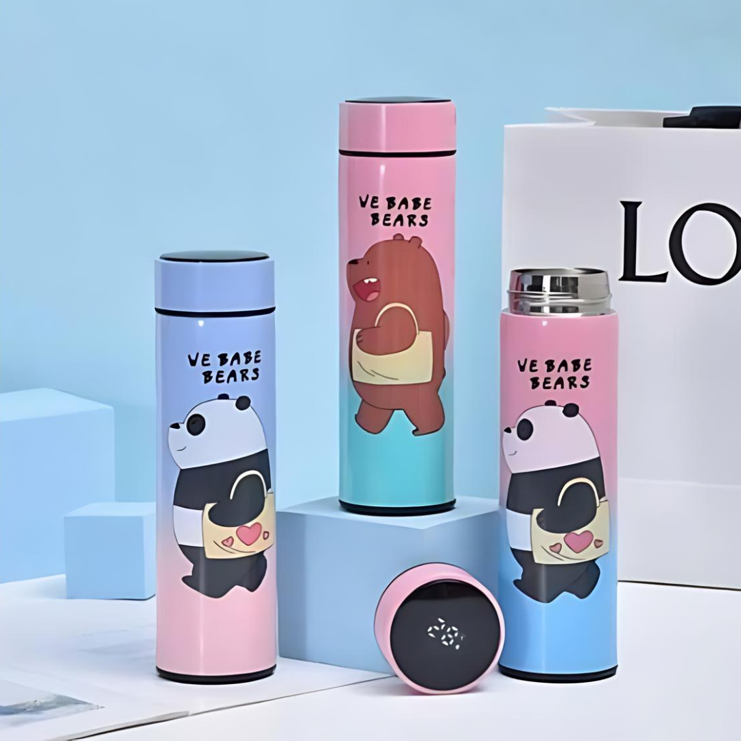 We Bare Bear LED Temperature Display Bottle
