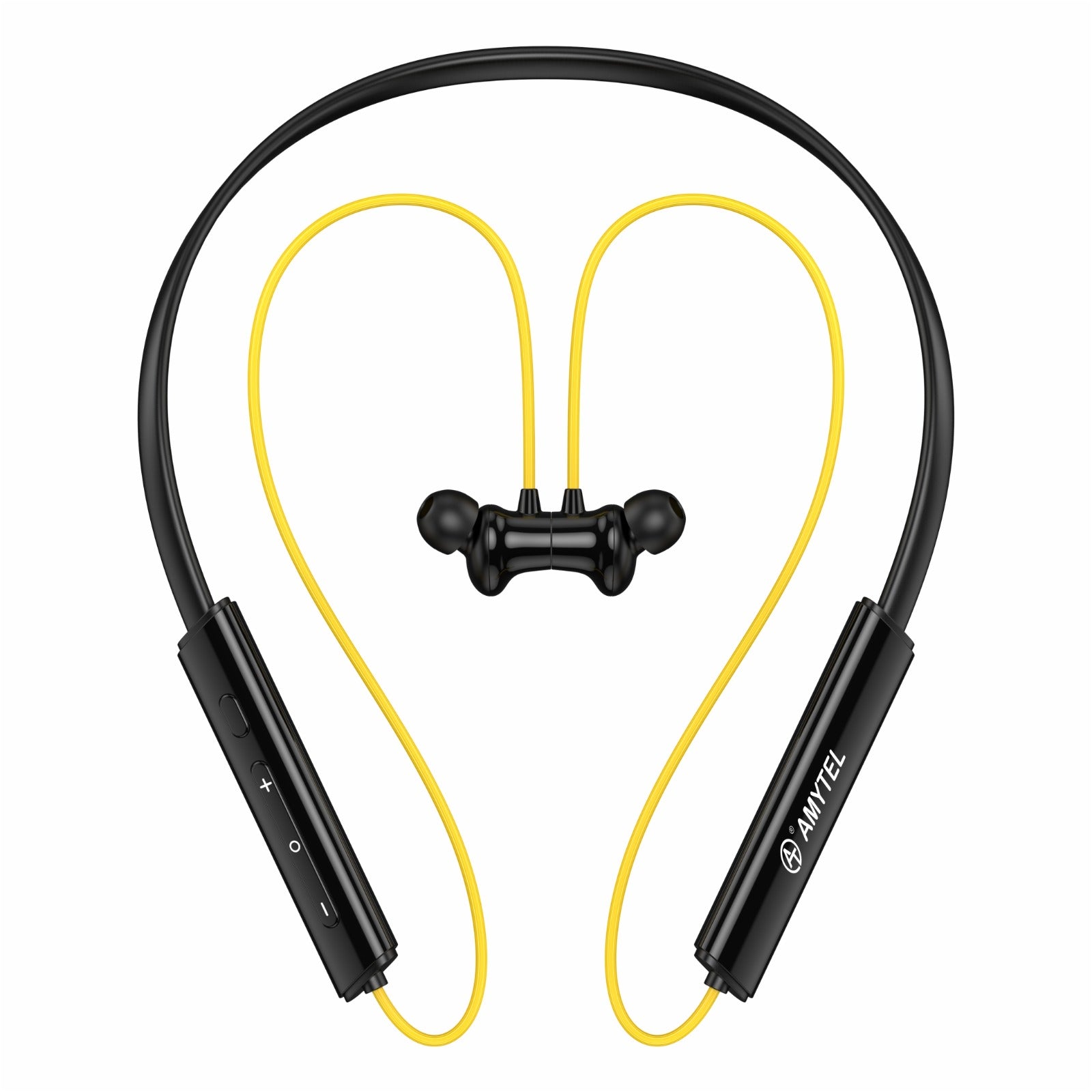 Amytel Buds Wireless Neckband Earphones with 40H Playtime, ANC & Low Latency (Yellow)